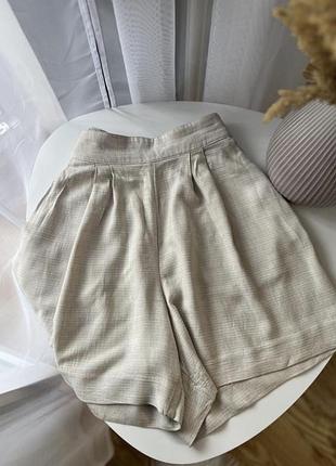 Жіночі бежеві шорти з льону h&m лляні шорти хс