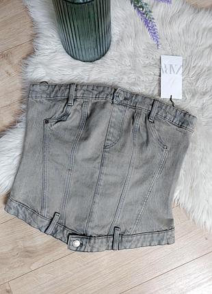Джинсовий топ корсет trf від zara, розмір m, l