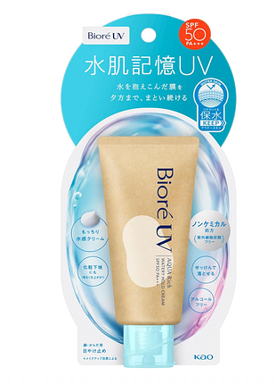 Bioré uv aquarich water skin memory watery hold cream sunscreen non-chemical formula spf50 сонцезахисний крем, 50 гр.