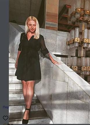Базова чорна шифонова сукня h&m, розмір m (заміри на фото)