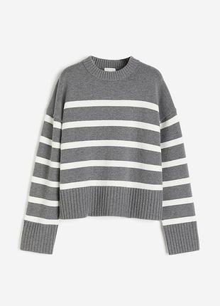 Сірий светр h&m в полоску
