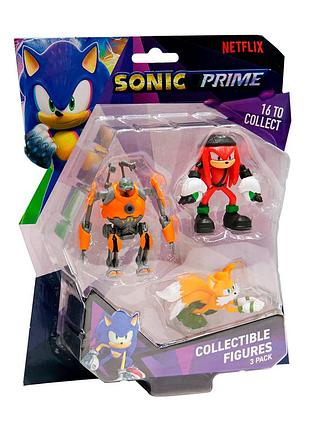 Набір ігрових фігурок sonic prime – еґфорсер, наклз, тейлз (3 фiгурки, 6,5 cm)