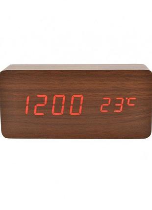 Часы дерево vst 862 подсветка wooden red