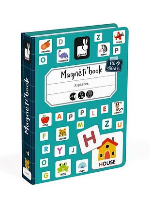 Магнітна навчальна книга janod «англійська абетка» 130 елементів (j02712)