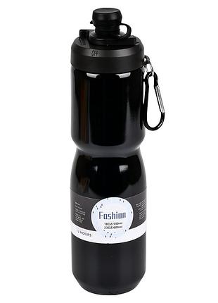 Термобутылка fashion for bike mt-5348-0.68 680 мл спортивная с клипсой черная