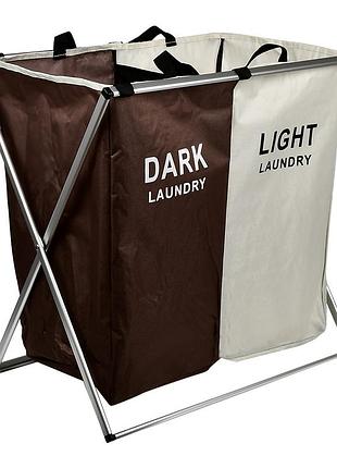 Корзина light&dark r32366 для хранения одежды и игрушек, металл+полиэстер, 59×40×57 см, коричневая с белой