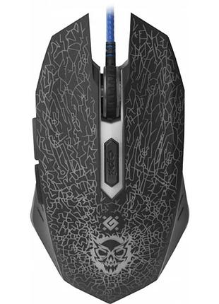 Мишка defender shock gm-110l ігрова дротова 6кн 3200dpi з ковриком підсвітка black