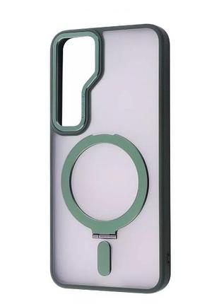 Чехол-накладка wave premium attraction samsung galaxy s24 plus с магнитным кольцом, зеленый