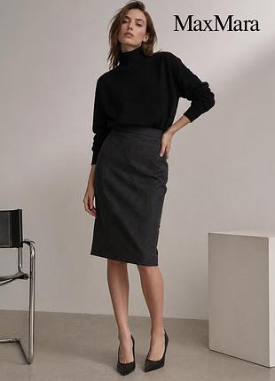 Оригинальная темно серая шерсть шелк юбка max mara 12