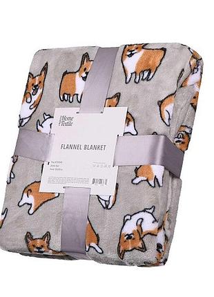 Плед з дизайном коргі ardesto flannel 160х200см поліестер (art0109pb)