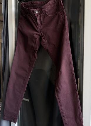 Брюки benetton super skinny, р. 27, винний колір