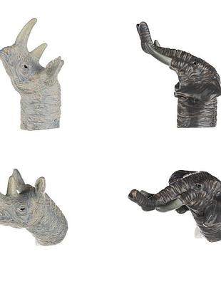Набір пальчиковий театр від same toy носоріг і слон із поліестеру 7x3 см (x241ut-5)