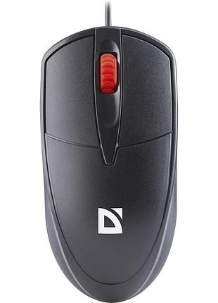 Провідна оптична миша defender icon mb-057, 1000 dpi, 3 безшумні кнопки, симетричний корпус, колір black (52057)