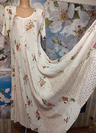 Платье в пол 100% вискоза жатка винтаж индия her style, xl-xxl