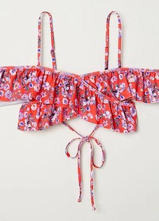 Лиф от купальника h&amp;m бандо с рюшами и цветочным принтом 38 (s/m)