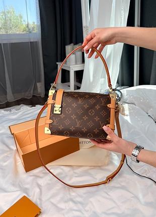 Шкіряна сумка через плече side trunk 23см в канві монограм l 3