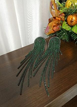 Шикарные стразовые серьги ручная работа