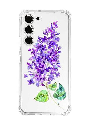 Чохол з потовщеними кутами на samsung galaxy s23 :: гілочка бузку (принт 280)
