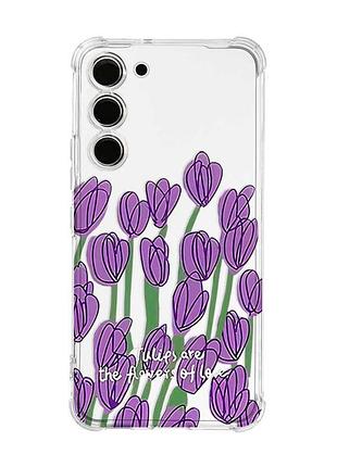 Чехол с утолщёнными углами на samsung galaxy s23 :: тюльпаны (принт 265)