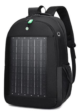 Рюкзак с солнечной батареей 10w oxford черный 39 л с usb зарядкой