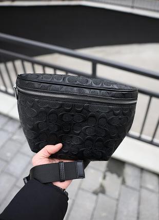 Сумка coach warren mini belt bag in signature leather black