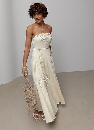 Довгий жіночий сарафан без бретелей