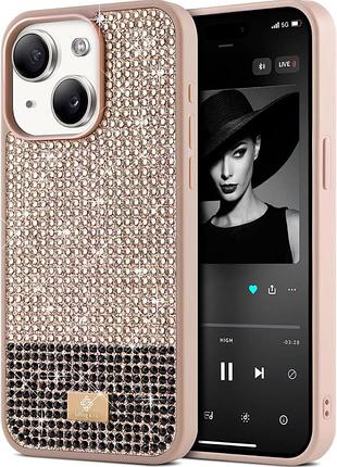 Чехол bez для iphone 14 plus с камушками бежевый серия bling & co уценка