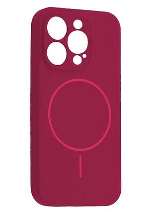 Чохол silicone case full camera fine ring magsafe for iphone 12 pro manyue red