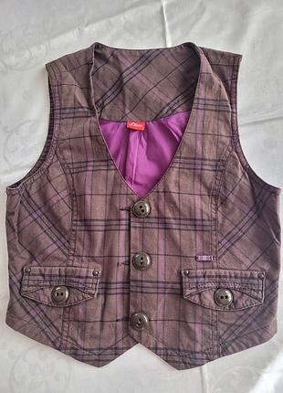 Женская жилетка s.oliver в клетку | стиль casual/preppy | размер s-m