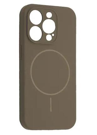 Чохол silicone case full camera fine ring magsafe for iphone 13 pro titanium grey