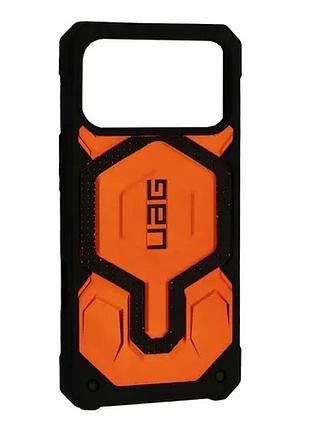 Чохол ударостійкий uag monarch pro magsafe for iphone 17 pro max (top grain leatherr) orange