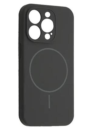 Чохол silicone case full camera fine ring magsafe for iphone 12 pro charcoal grey black