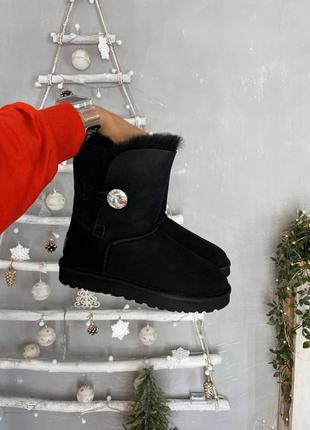 ❄️ugg bailey button svarovski black❄️женские зимние чёрные угги