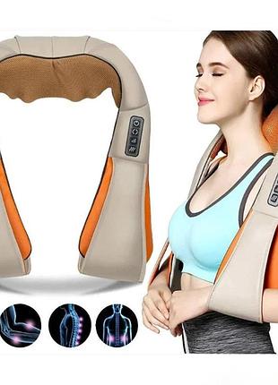 Универсальный роликовый массажер для спины и шеи massager of neck kneading с ик-прогреванием
