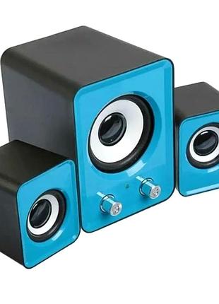 Комп'ютерні колонки ft 202 потужність 9 вт usb колір блакитний комплект акустики для пк і ноутбука