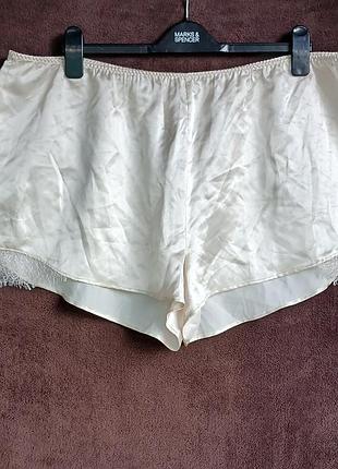 Шорты женские домашние,  атлас, светло бежевые, xl, eur 46-48