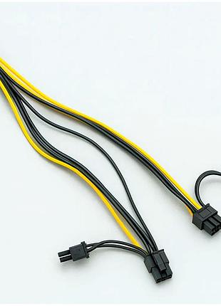 Разветвитель питания atx 6-pin на 2x8-pin длина 25 см для видеокарт тип переходник из меди с pvc изоляцией