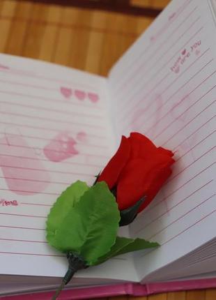 Подарунковий набір. блокнот із замком замочок і троянда2 фото
