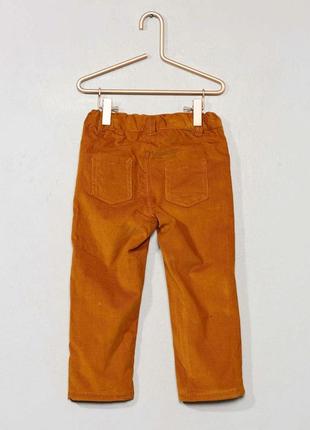 Вельветовые брюки на трикотажной подкладке мальчику kiabi размер 1 мес.2 фото