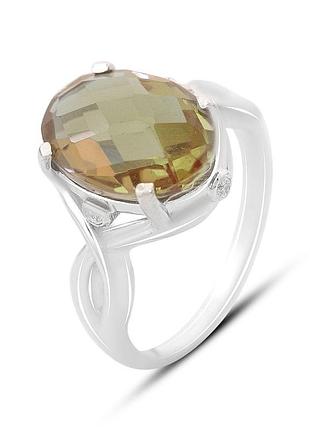 Серебряное кольцо высокогокачества с султанит султанитом 5.515ct, фианитами, вес изделия 4,86 гр (2163923) 18 размер
