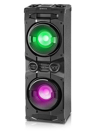 Колонка real-el s-2005 (500вт, mdf, bluetooth, usb, aux, fm, mic, guitar, rgb, tws)