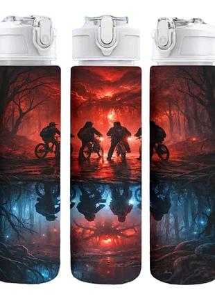 Детская бутылочка для воды с трубочкой очень странные дела stranger things 750 мл
