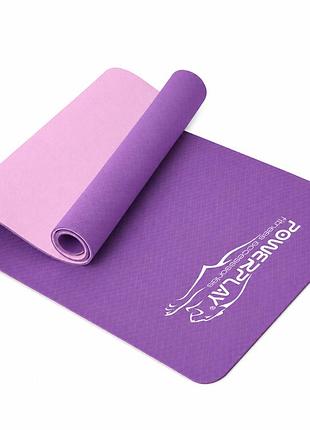 Коврик для йоги и фитнеса powerplay 4150 tpe premium performance mat фиолетовый (183x61x0.6 см.)