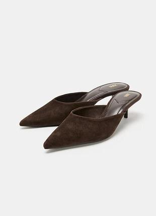 Замшевые мюли zara 39