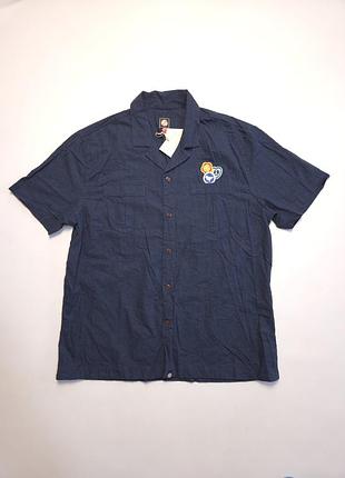 Сорочка з коротким рукавом pretty green men's bardsley short sleeve camp collar shirt, size xl