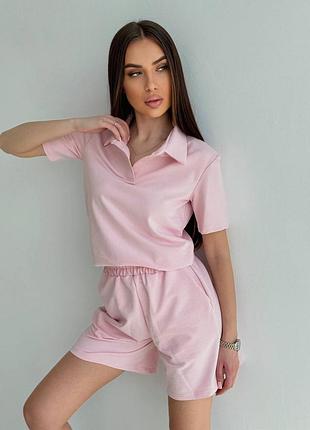 Костюм с шортами и поло весна-лето качественная двунитка