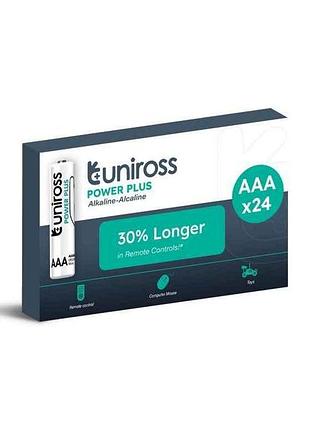 Батарейка лужна lr03/aaa 24шт power plus alkaline aaa 1.5v - bx (в уп) тм uniross