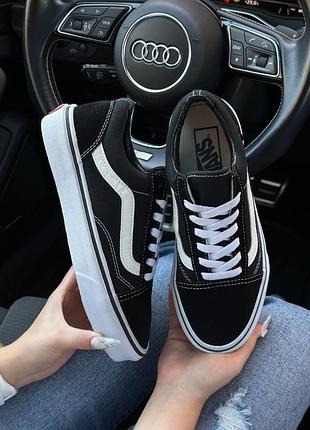 Жіночі кросівки vans old skool black white premium  розпродаж