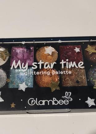 Палетка теней, глиттеров для лица и тела