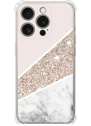 Чехол силикон с усиленными углами на телефон iphone 15 pro пастельный мрамор "4342sp-3096-58250"